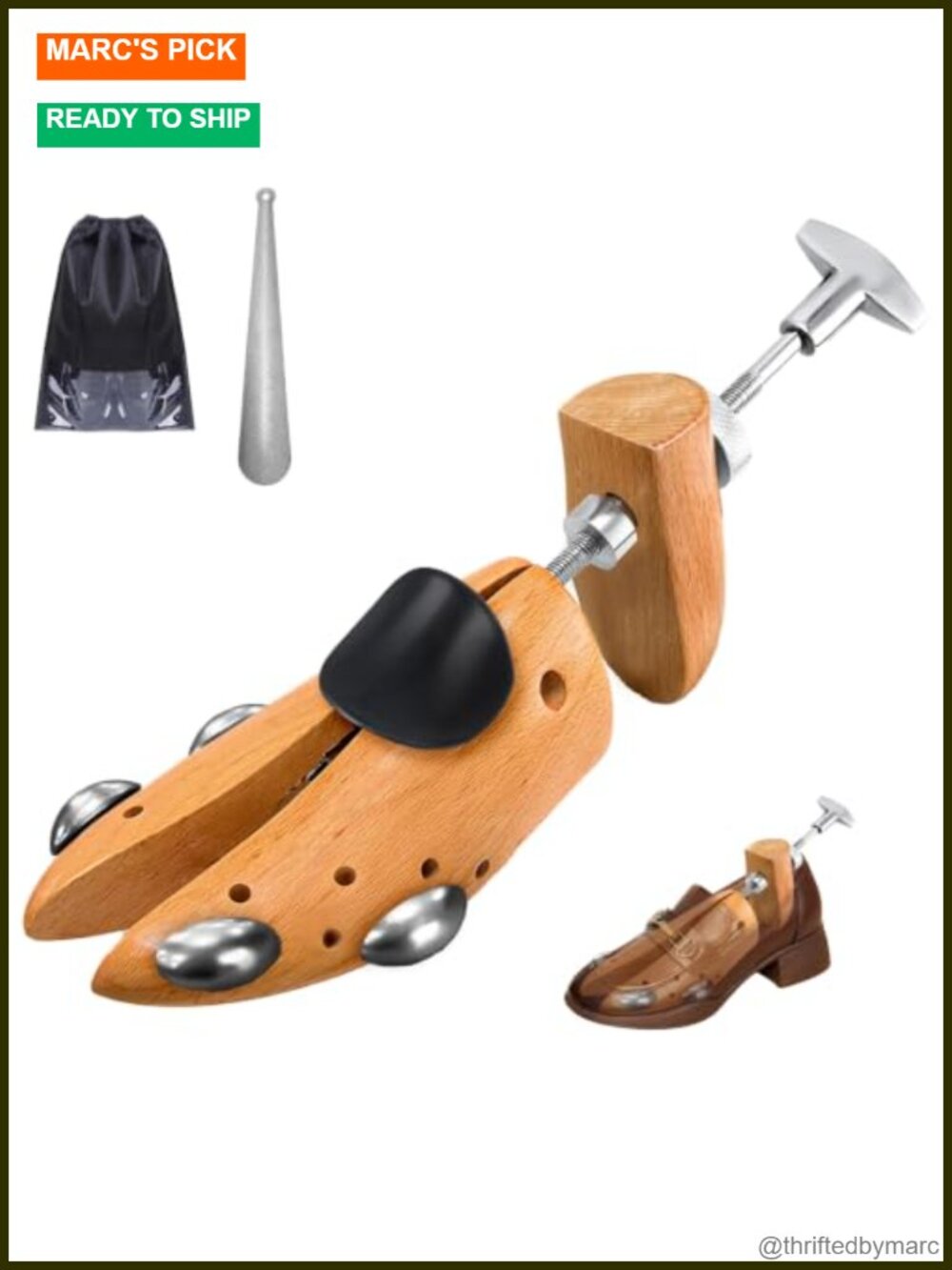 4-Way Wooden Shoe Stretcher Expands Length & Width